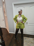 Pistachio green houndstooth Shorts suit