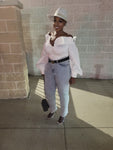 White poplin off shoulder top