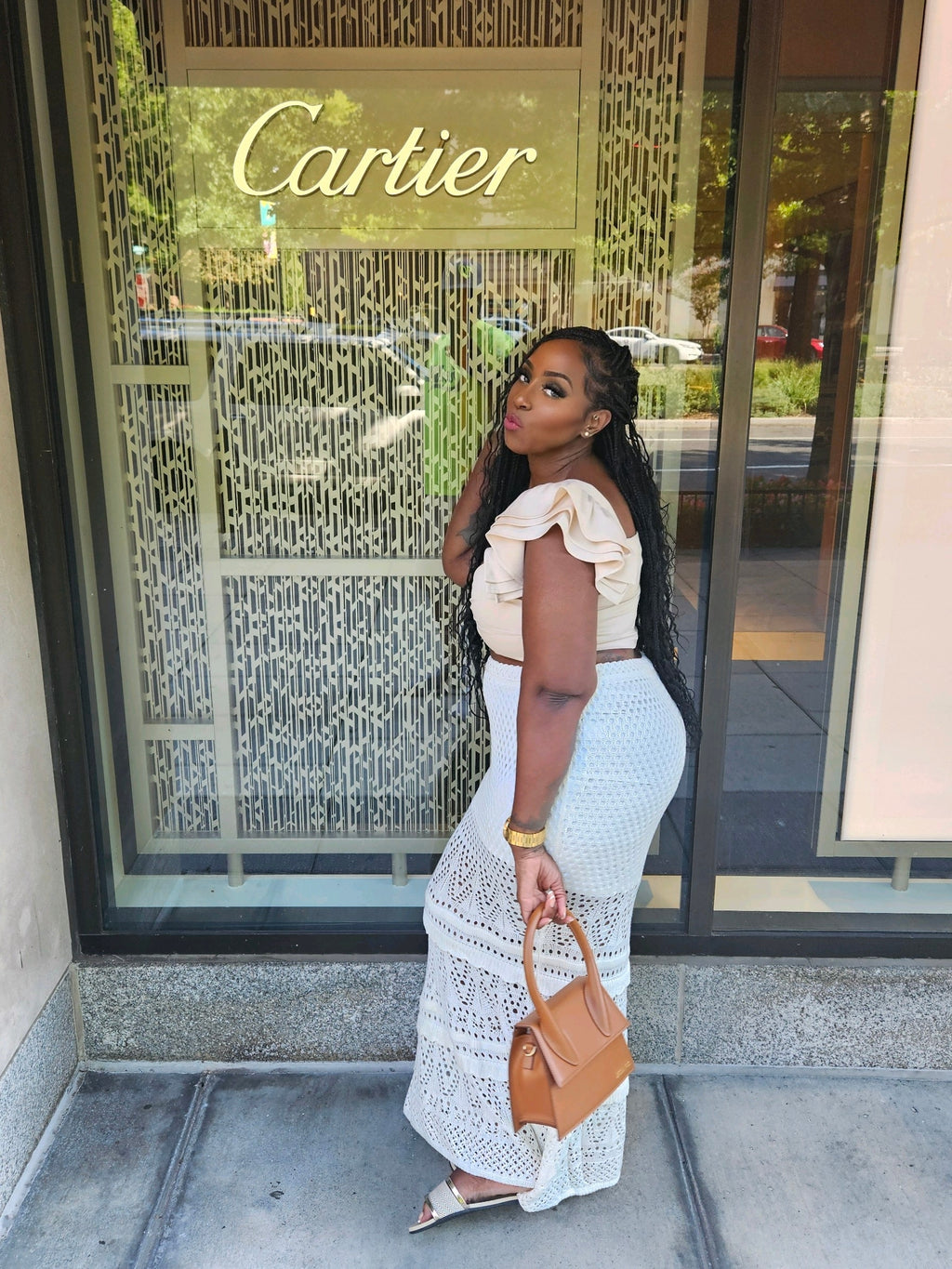 Cream crochet skirt
