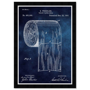 Toilet Paper Roll 1891 Blue Chalkboard Framed Art