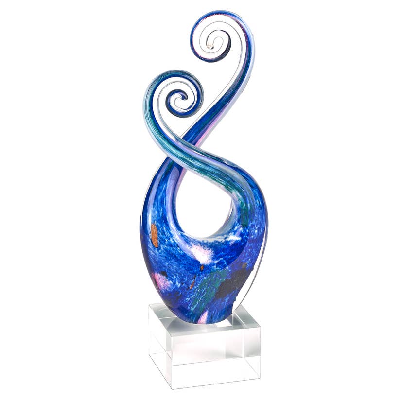 Blue Glass Swirl Centerpiece